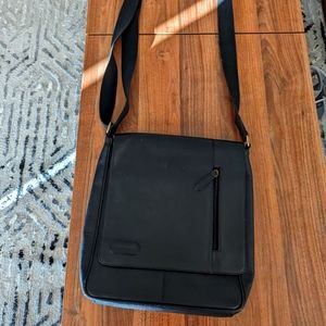 Black leather laptop case